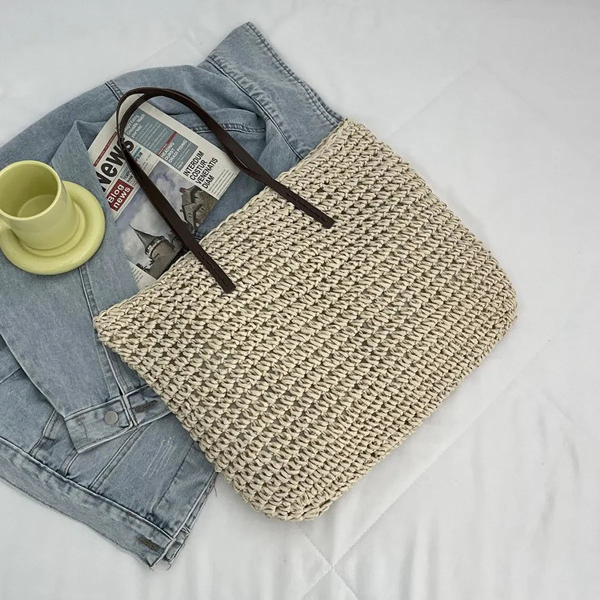 KissICON Beige / 40x16x35cm Handbag – Beach Rattan Woven
