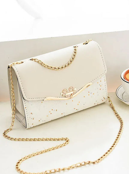 KissICON Beige / Bag only Faux Leather Chain Crossbody – Shoulder Purse Day