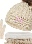 Beige bow three-piece set