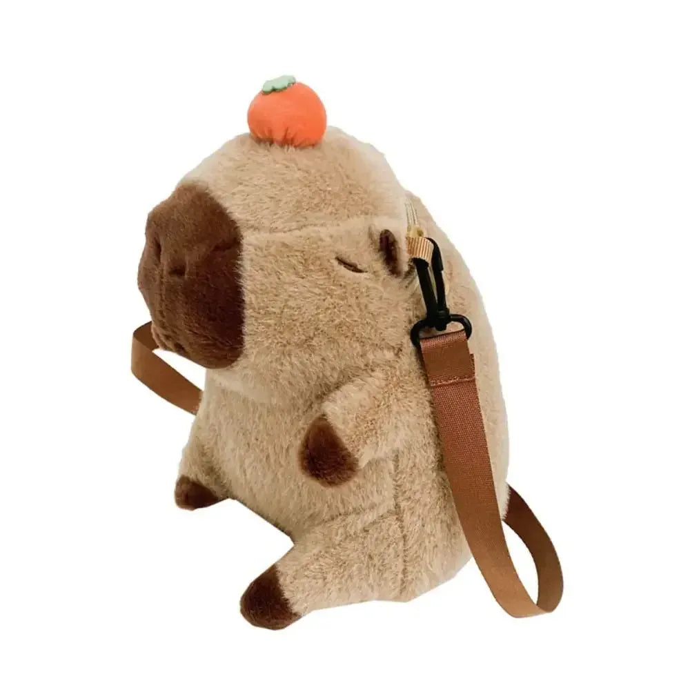 KissICON Beige Capybara Mochila Pel Cia Para Meninas Crossbody
