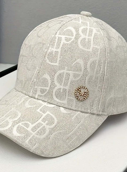 jkthpu-45 Beige Color Chic Monogram Fedora Baseball Cap Lightweight Adjustable Stylish