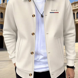 KissICON Beige Color / UK 38 Luxury Waffle Knit Lapel Jacket Smart Casual Menswear