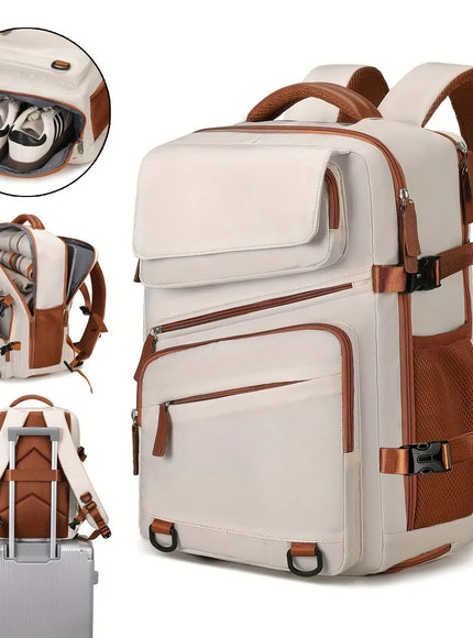 KissICON beige Expandable Business Travel Laptop Backpacks for All