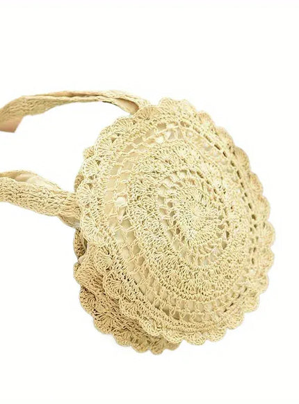 KissICON Beige Fashionable Flower Shoulder Round Large-capacity Hollow Straw