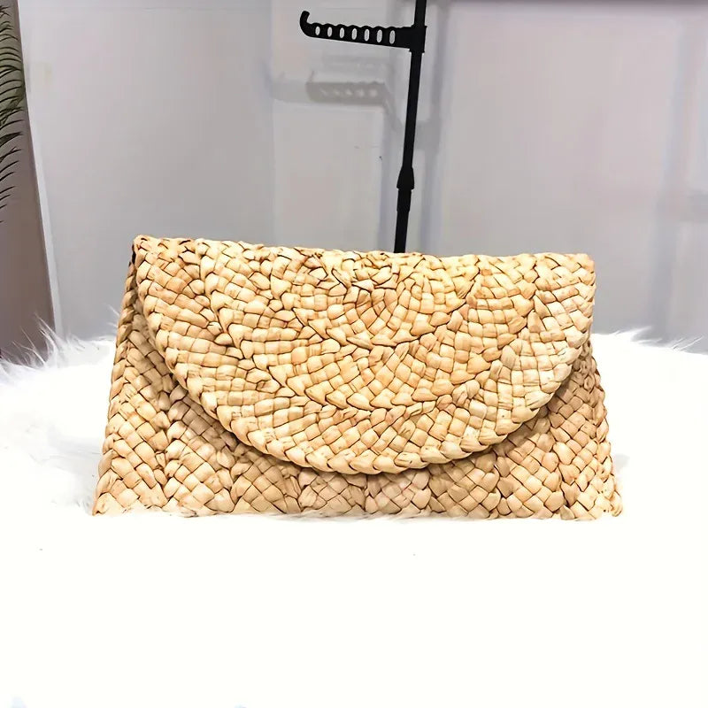 KissICON Beige Fashionable Woven Clutch – Women's Coin Purse