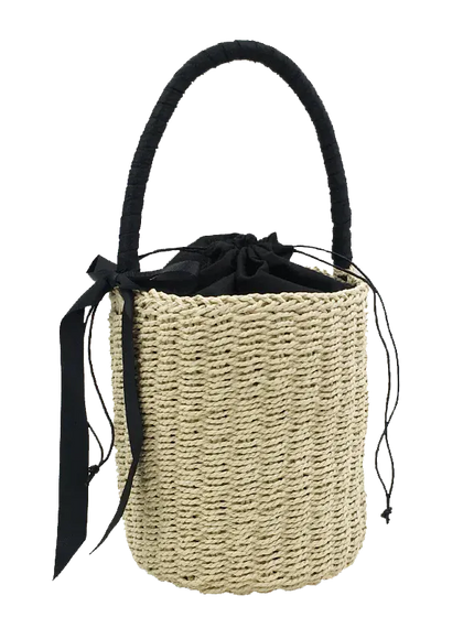 KissICON Beige handbag Handmade Women's Handbag – Straw Beach Bags