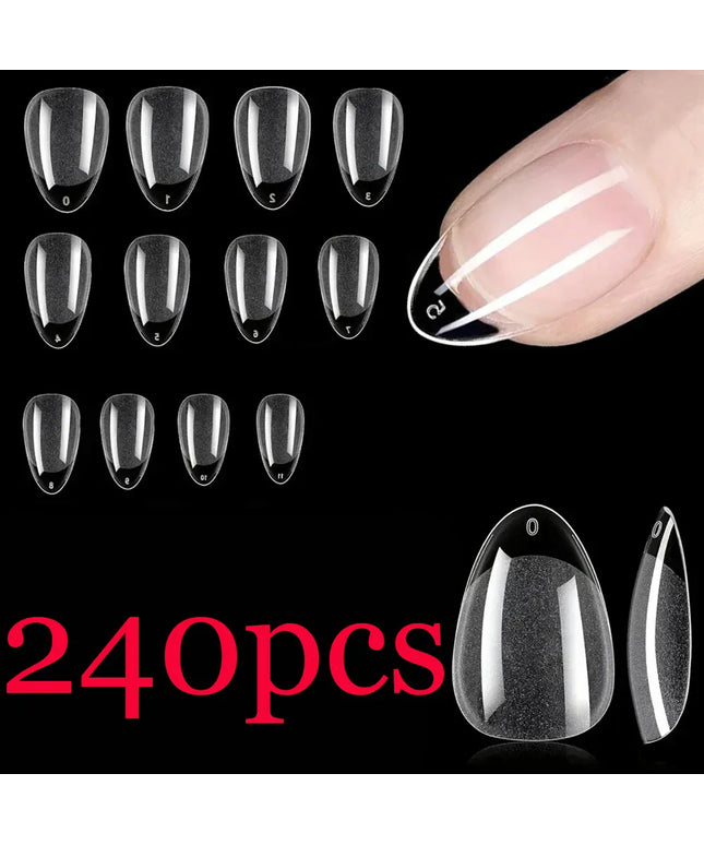 KissICON Beige KissIcon Short Almond Nail Tips Clear Gel Press