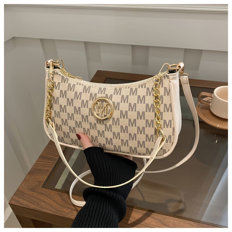 jkthpu-45 Beige KRYEON Vintage Crossbody Chic Chain MPattern Handbag