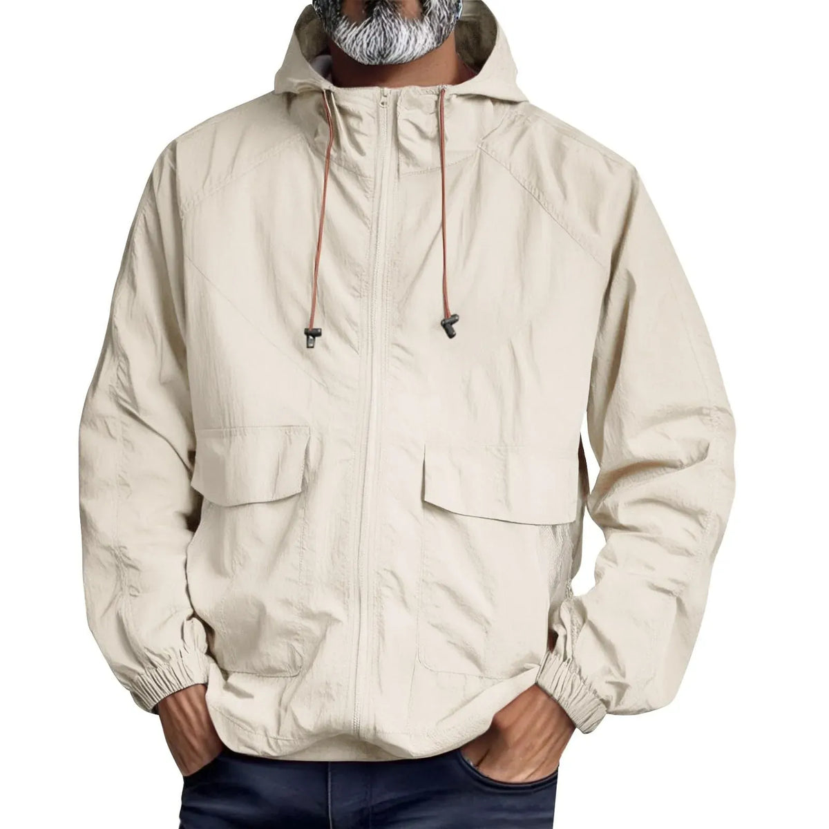 KissICON Beige / L UPF 50 Waterproof Hooded Jacket Sun Rain QuickDry Comfort