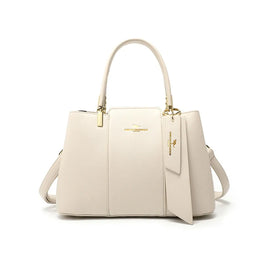 Dropshipman Beige Luxury Handbag Fashion Print Large Capacity Soft Leather Women Shoulder Crossbody Bag Leisure Designer Ladies Purses and Handbag