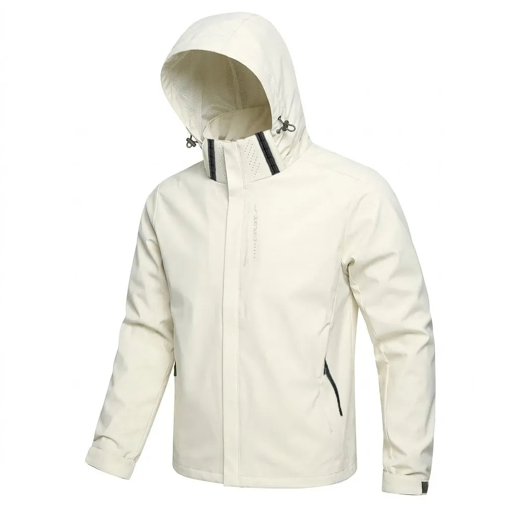 KissICON Beige / M Mens Lightweight Waterproof Windproof Outdoor Jacket