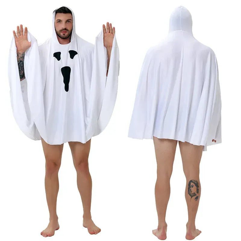 KissICON Beige / One Size Halloween ghost costume masquerade ghost cloak dress cos party white cloak ghost Party Holiday DIY Decorations Halloween Gift