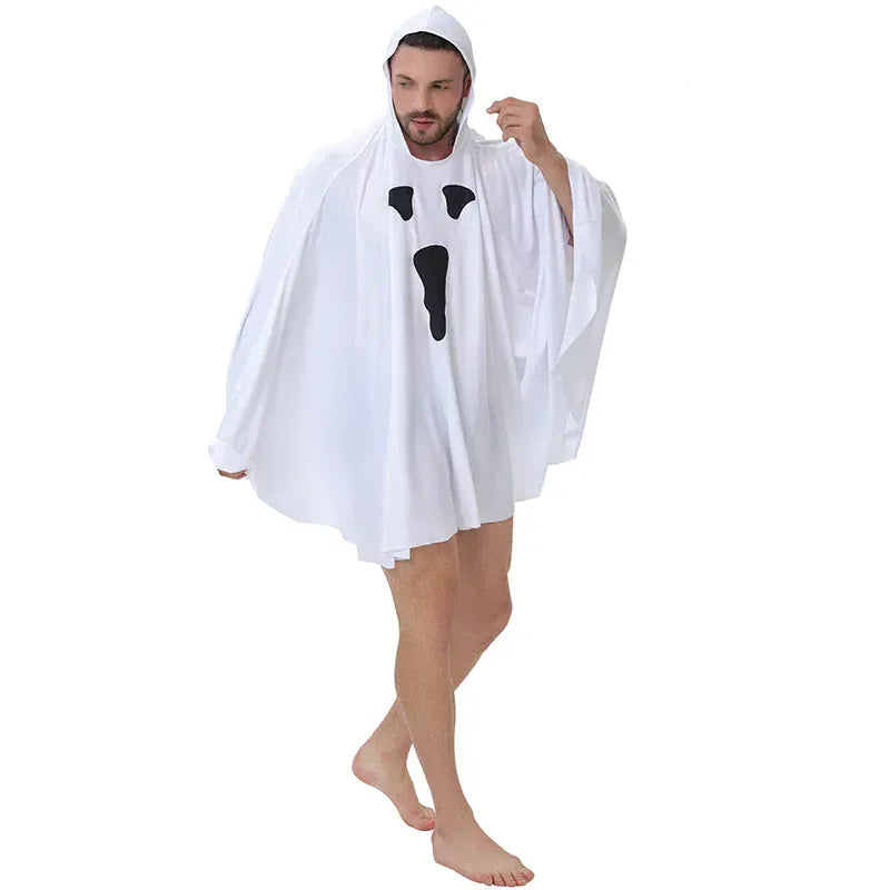 KissICON Beige / One Size Halloween ghost costume masquerade ghost cloak dress cos party white cloak ghost Party Holiday DIY Decorations Halloween Gift