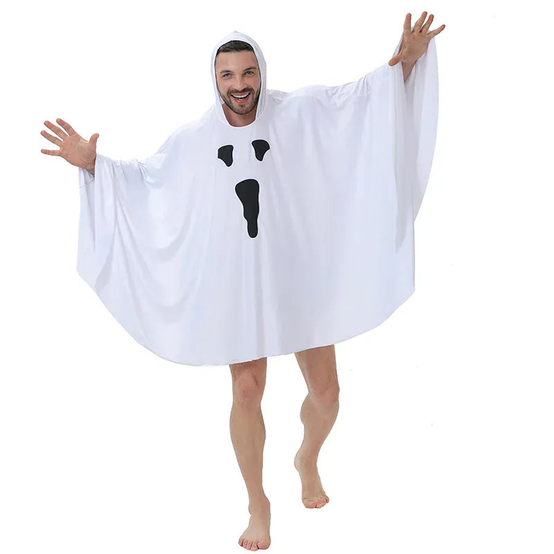 KissICON Beige / One Size Halloween ghost costume masquerade ghost cloak dress cos party white cloak ghost Party Holiday DIY Decorations Halloween Gift