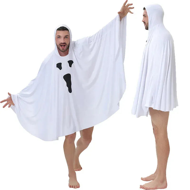KissICON Beige / One Size Halloween ghost costume masquerade ghost cloak dress cos party white cloak ghost Party Holiday DIY Decorations Halloween Gift