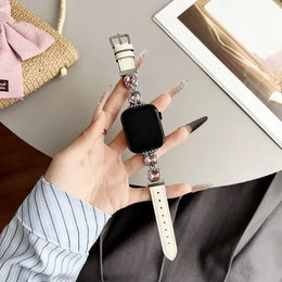 KissICON Beige  Rose Pink / S10 11 42 38 40 41mm Shiny Women's Watch Band, Compatible with iWatch Series 1-11 / SE / Ultra, 38-49mm, Exquisite & Cute (Watch Not Included)