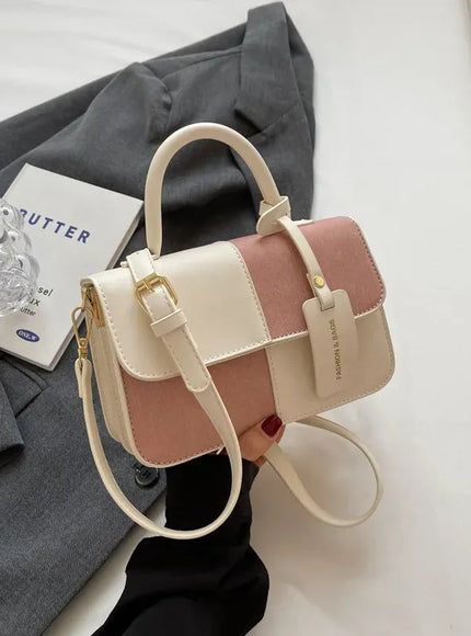 KissICON Beige Stitching Texture Slung French Flip Small