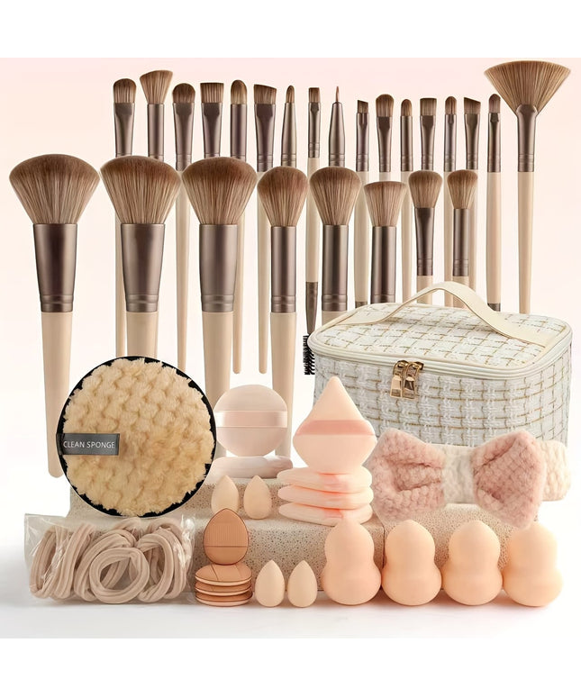 KissICON Beige Suit / 47 piece kit (complete set) Designer Makeup Brush Set – 472025 Piece Pro