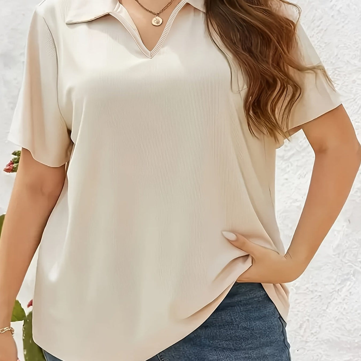 KissICON Beige / UK 18 Women'S Fashion Plus Size T-Shirt