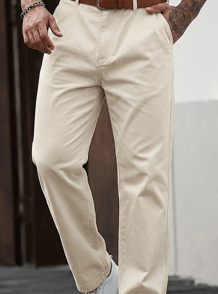 KissICON Beige / UK 30 Chic Summer Twill Business Casual Fashion Trousers