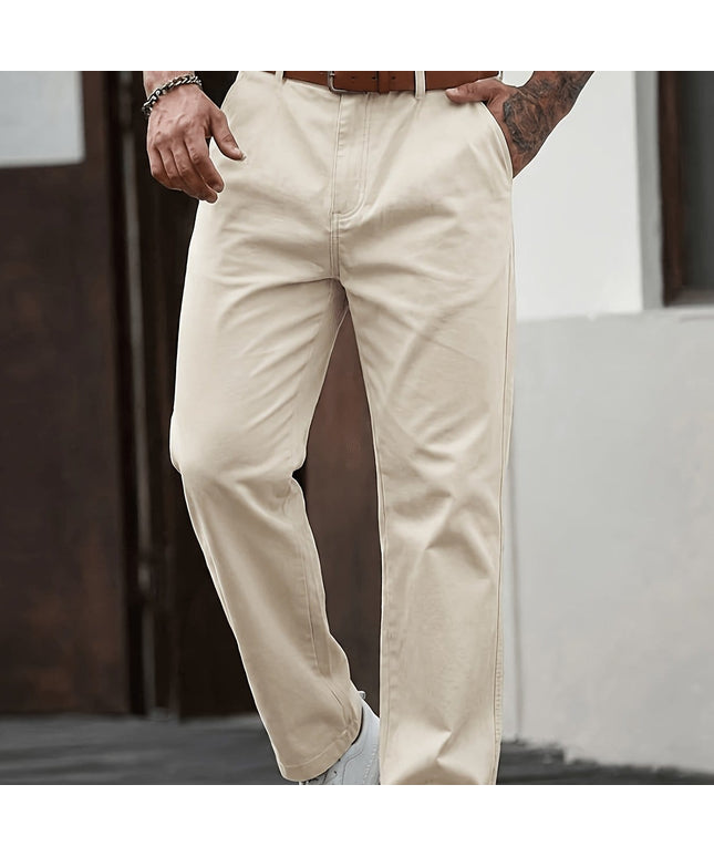 KissICON Beige / UK 30 Chic Summer Twill Business Casual Fashion Trousers