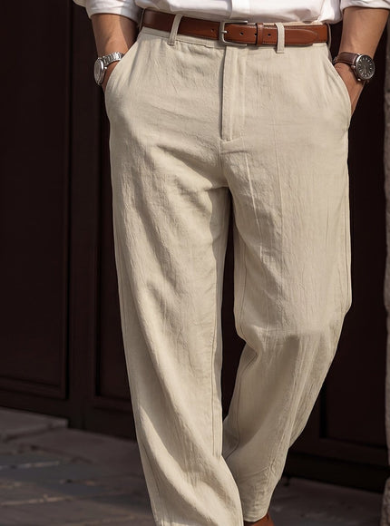 KissICON Beige / UK 31 Effortless Style Mens Linen Casual Commute Trousers