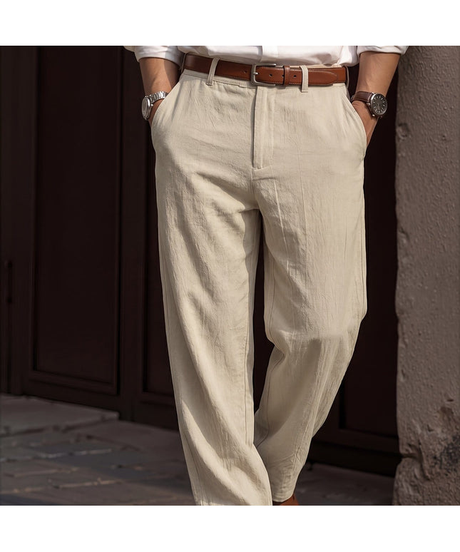 KissICON Beige / UK 31 Effortless Style Mens Linen Casual Commute Trousers