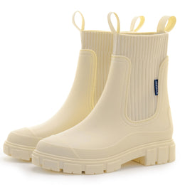 jkthpu-45 Beige / UK 7.5 Chic SlipResistant Chelsea Rain Boots for Everyday Comfort