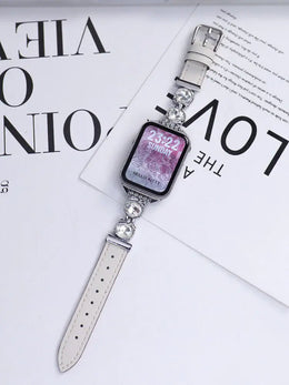 KissICON Beige  White / S10 11 42 38 40 41mm Shiny Women's Watch Band, Compatible with iWatch Series 1-11 / SE / Ultra, 38-49mm, Exquisite & Cute (Watch Not Included)