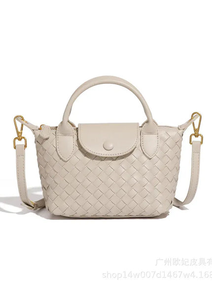 KissICON Beige Woven Small Jiaozi Texture Popular Advanced Shoulder