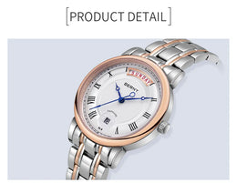 KissICON BERNY Women Watch Ladies Quartz Roman Numerals Day Top Calendar Watches Sapphire Glass Solid Steel Strap Women Wristwatch