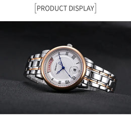KissICON BERNY Women Watch Ladies Quartz Roman Numerals Day Top Calendar Watches Sapphire Glass Solid Steel Strap Women Wristwatch