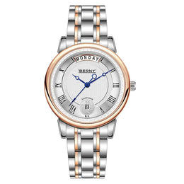 KissICON BERNY Women Watch Ladies Quartz Roman Numerals Day Top Calendar Watches Sapphire Glass Solid Steel Strap Women Wristwatch