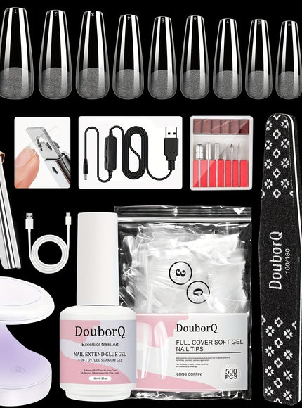 KissICON BEST201 KissIcon Coffin Nail Tips Gel X Kit -