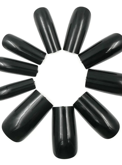 KissICON BFH KissIcon Black Square French Tip Nails Full Coverage