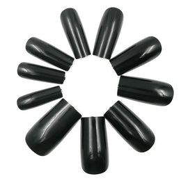 KissICON BFH KissIcon Black Square French Tip Nails Full Coverage