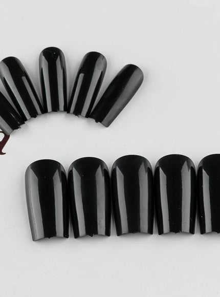 KissICON BFH KissIcon Black Square French Tip Nails Full Coverage
