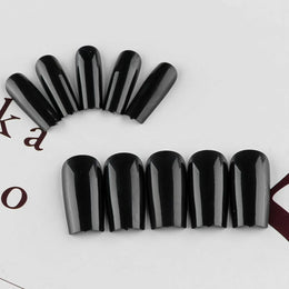 KissICON BFH KissIcon Black Square French Tip Nails Full Coverage