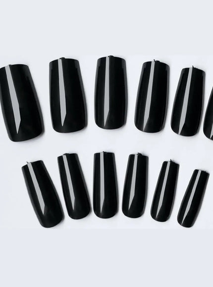 KissICON BFH KissIcon Black Square French Tip Nails Full Coverage