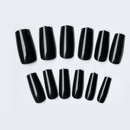 KissICON BFH KissIcon Black Square French Tip Nails Full Coverage