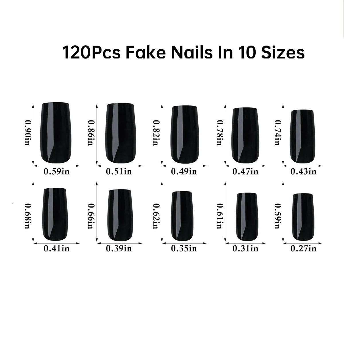 KissICON BFH KissIcon Black Square French Tip Nails Full Coverage