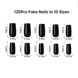 KissICON BFH KissIcon Black Square French Tip Nails Full Coverage