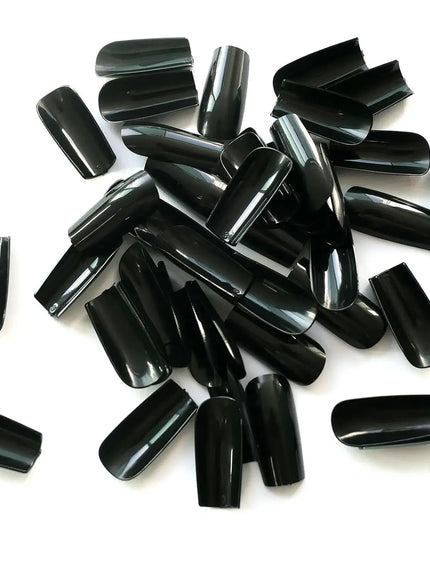 KissICON BFH KissIcon Black Square French Tip Nails Full Coverage