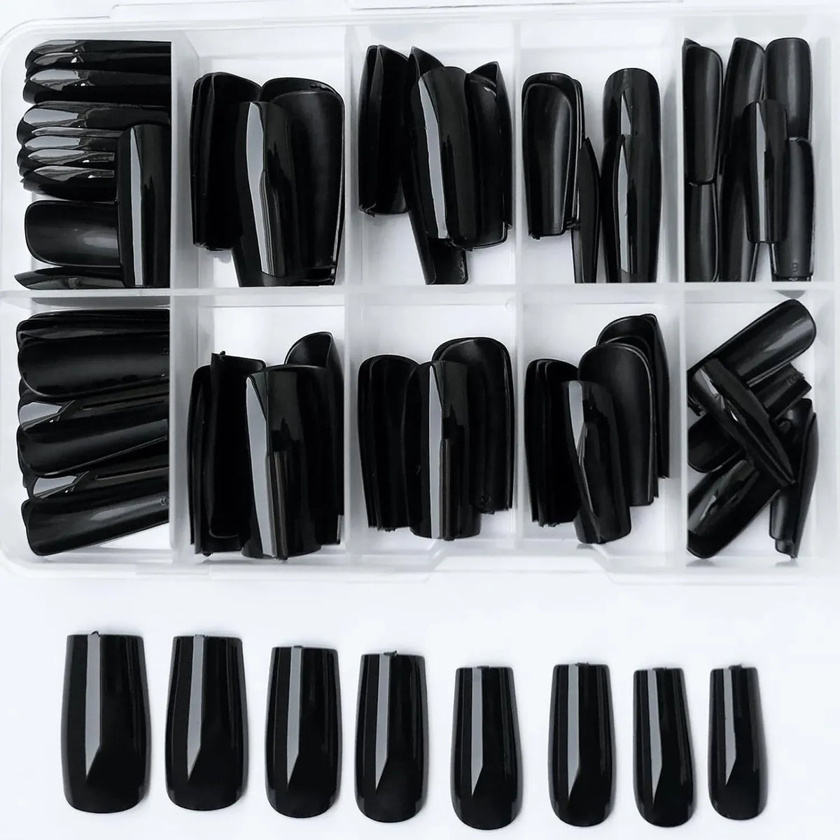 KissICON BFH KissIcon Black Square French Tip Nails Full Coverage