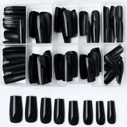 KissICON BFH KissIcon Black Square French Tip Nails Full Coverage