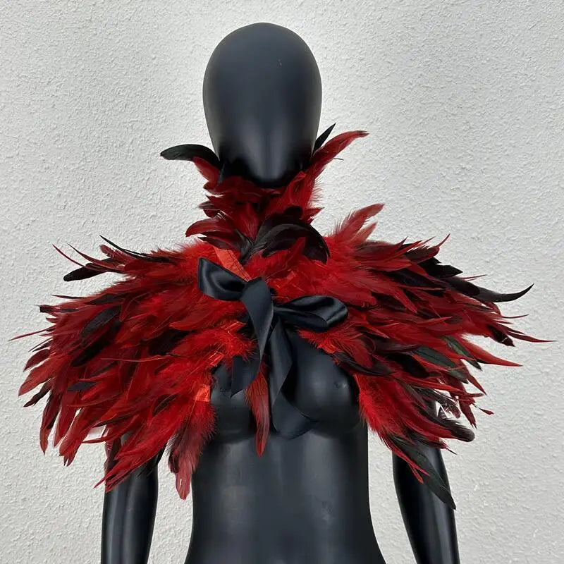 KissICON Big Red Halloween Makeup Ball Feather Party Costume Cloak Fake Collar Role Play