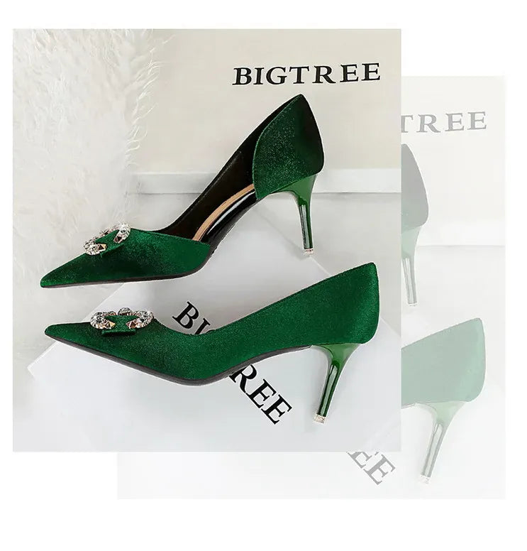 KissICON BIGTREE Party Pumps 7cm Thin High Heels Western