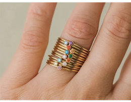 KissICON Birthstone Ring 14K gold filled Knuckle Ring Boho Gold Jewelry Anillos Mujer Minimalistic Stacking Bohemian Ring for Women
