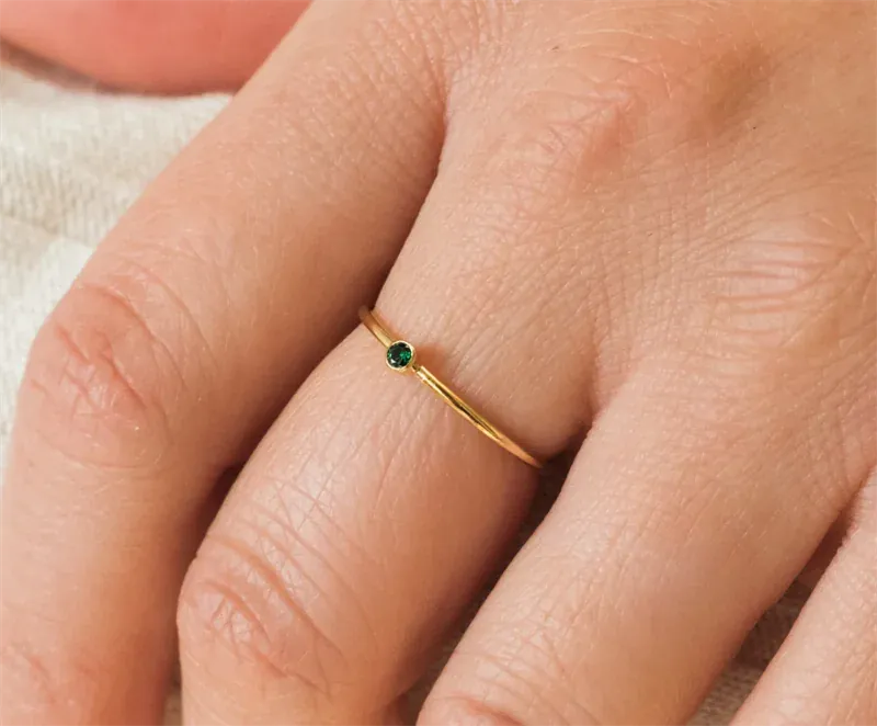 KissICON Birthstone Ring 14K gold filled Knuckle Ring Boho Gold Jewelry Anillos Mujer Minimalistic Stacking Bohemian Ring for Women