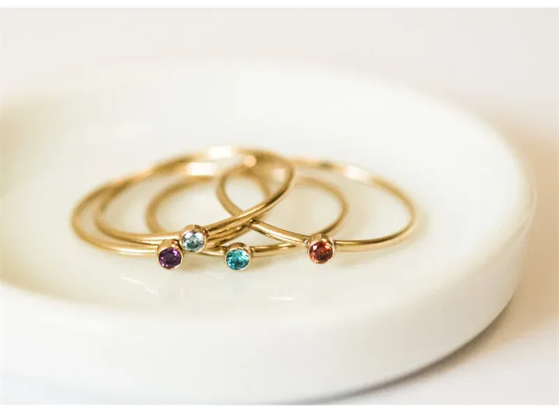 KissICON Birthstone Ring 14K gold filled Knuckle Ring Boho Gold Jewelry Anillos Mujer Minimalistic Stacking Bohemian Ring for Women